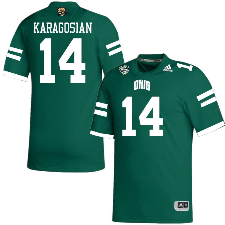 Ohio Bobcats #14 Xander Karagosian College Football Jerseys Stitched-Green